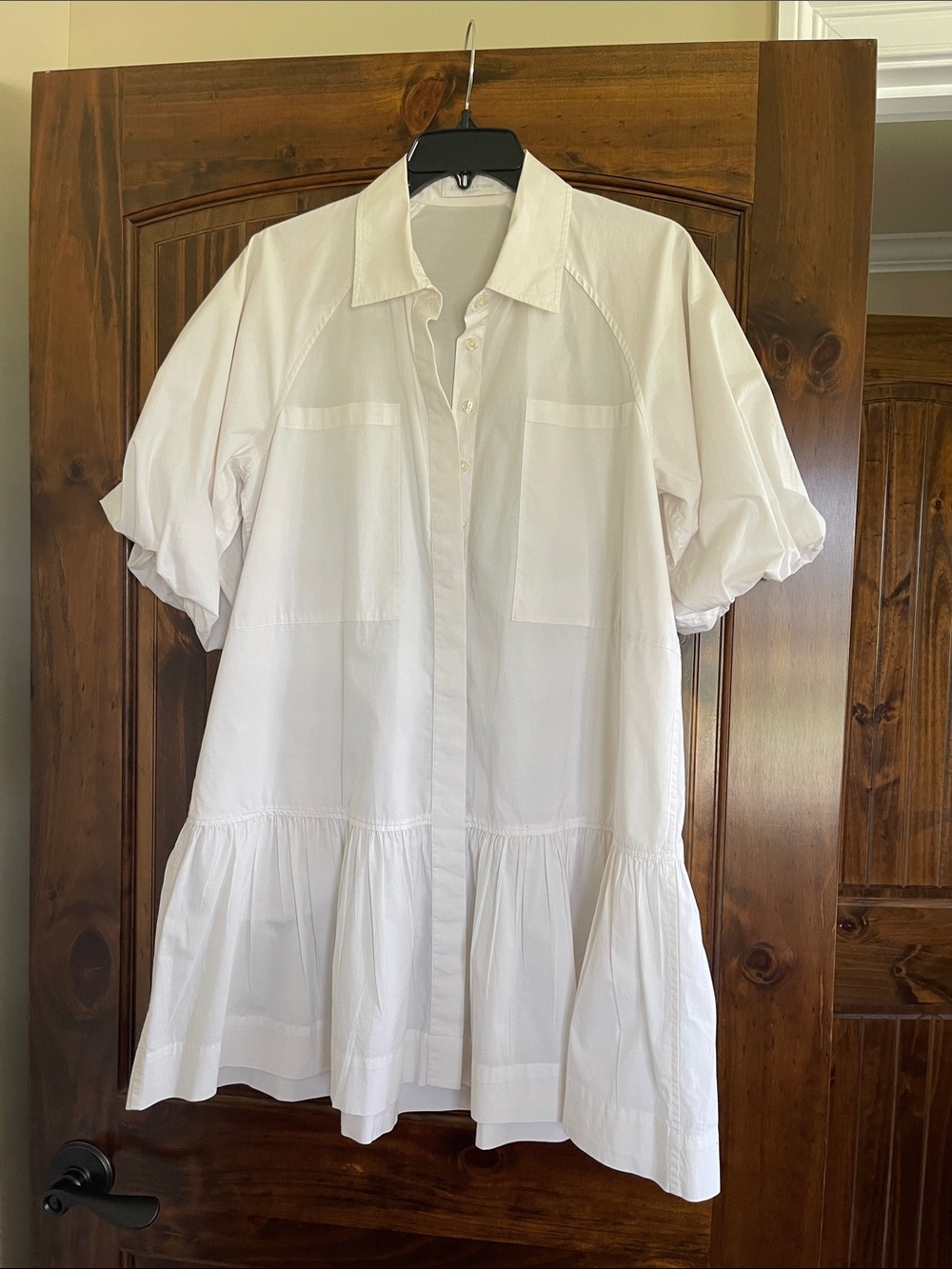 Jonathan Simkhai White Button-Down Peplum dress